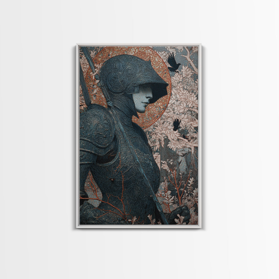 The Spider Knight, Symbolist Death Art, Vertical Wall Art, Dark Fantasy Wall Art, Framed Canvas Print, Halloween Wall Art