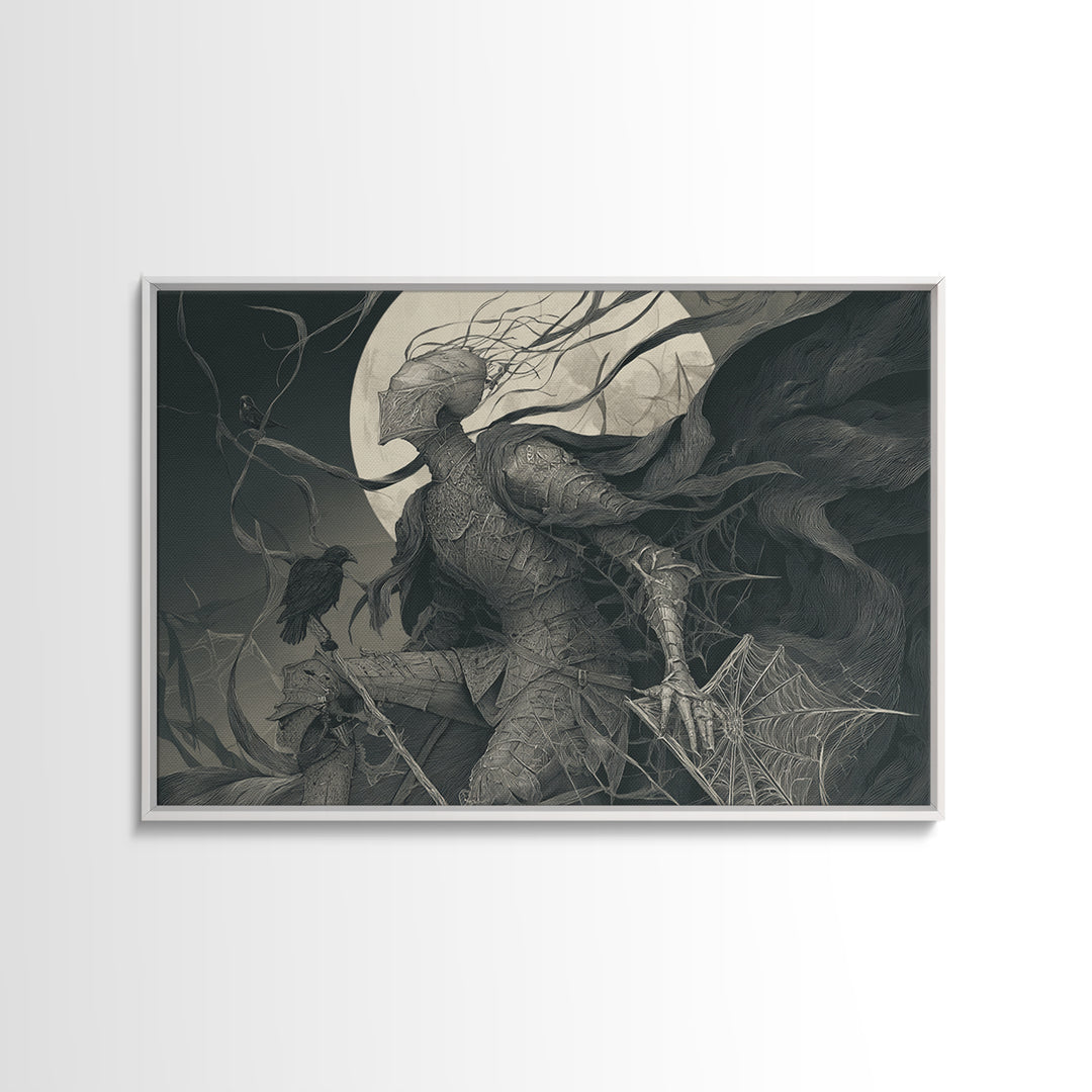 The Spider Knight, Expressionist Gothic Art, Landscape Wall Art, Macabre Wall Art, Canvas Print, Halloween Wall Art, Halloween Decor