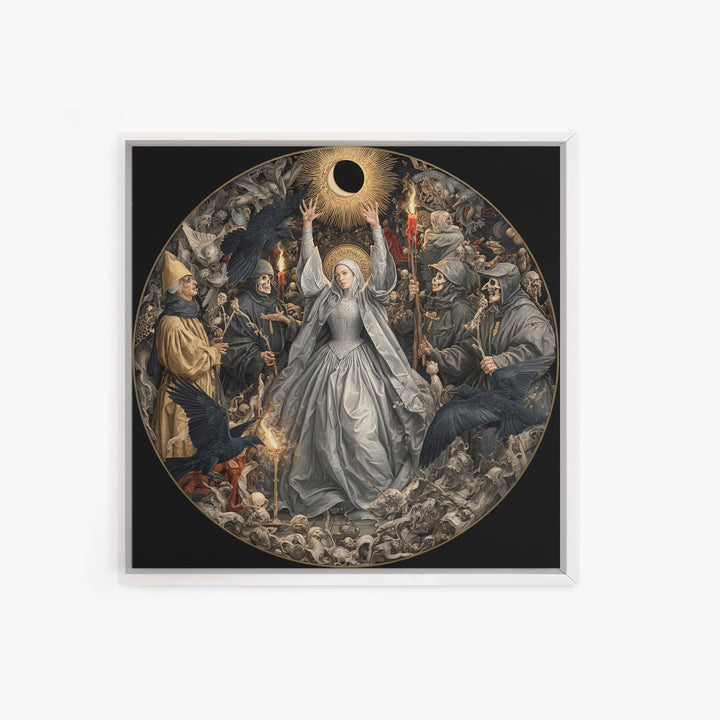 The Moon Priestess, Danse Macabre Art, Square Wall Art, Dark Halloween Decor, Framed Canvas Print, Halloween Wall Art