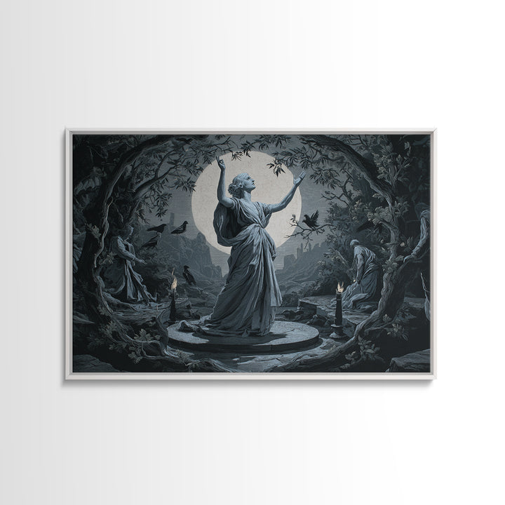 The Moon Priestess, Romantic Gothic Landscape, Landscape Wall Art, Macabre Wall Art, Canvas Print, Halloween Wall Art