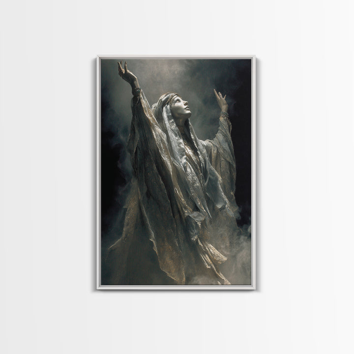 The Moon Priestess, Ornate Symbolist Art, Vertical Wall Art, Dark Halloween Decor, Canvas Print, Halloween Wall Art
