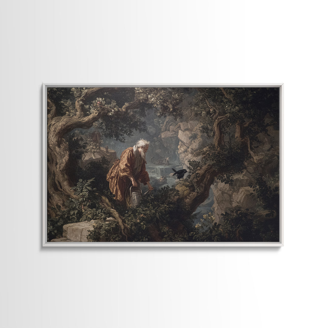 The Graveyard Gardener, Baroque Witchcraft Art, Landscape Wall Art, Macabre Wall Art, Framed Canvas Print, Halloween Wall Art