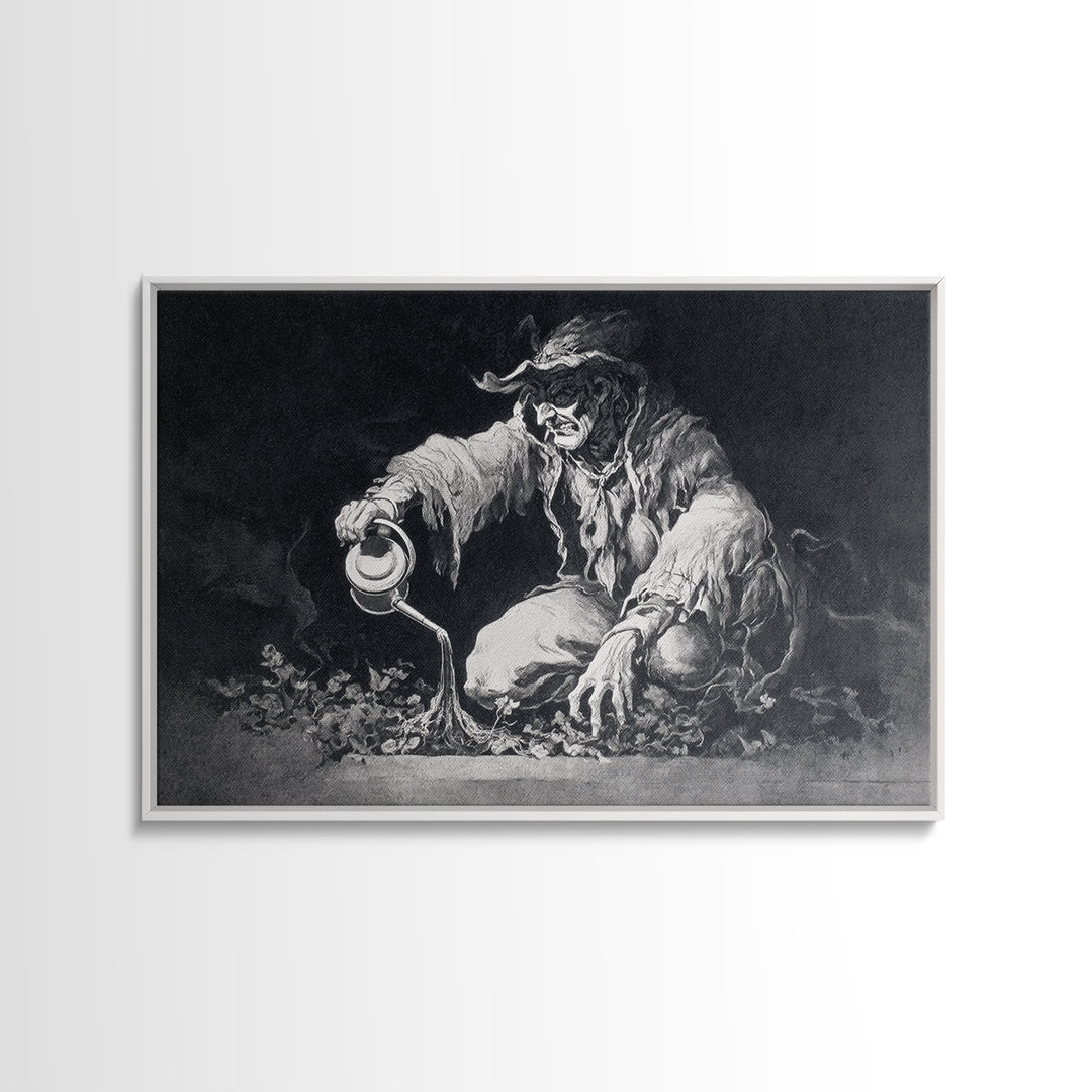 The Graveyard Gardener, Dark Romantic Horror Art, Landscape Wall Art, Macabre Wall Art, Canvas Print, Halloween Wall Art, Halloween Decor