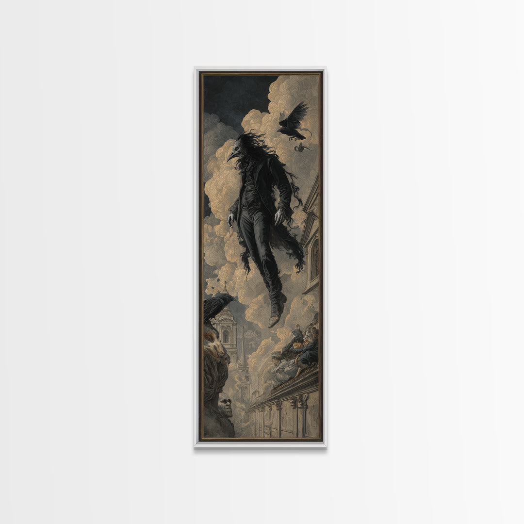 The Crow-Masked Assassin, Gothic Nightmare Art, Tall Narrow Wall Art, Dark Fantasy Wall Art, Canvas Print, Halloween Wall Art