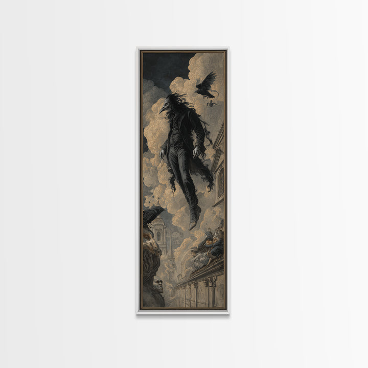 The Crow-Masked Assassin, Gothic Nightmare Art, Tall Narrow Wall Art, Dark Fantasy Wall Art, Canvas Print, Halloween Wall Art