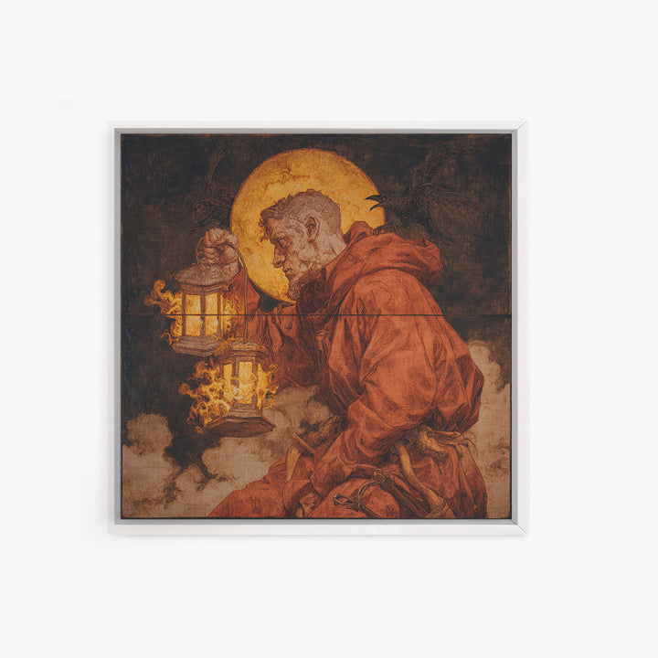 The Lantern Mage, Dark Renaissance Art, Square Wall Art, Gothic Horror Wall Art, Canvas Print, Halloween Wall Art