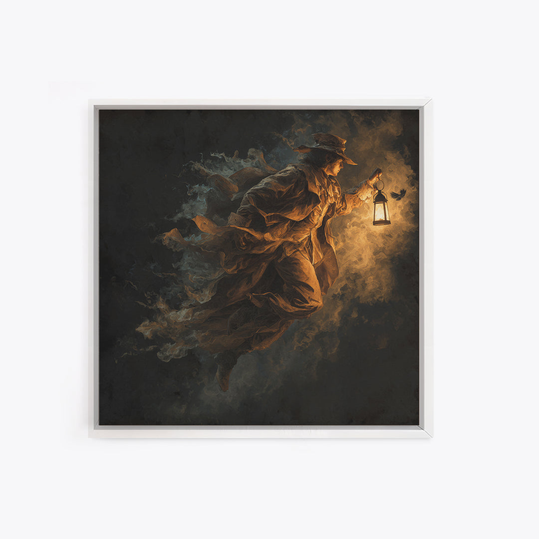 The Lantern Mage, Baroque Witchcraft Art, Square Wall Art, Dark Halloween Decor, Canvas Print, Halloween Wall Art, Statement Wall Art