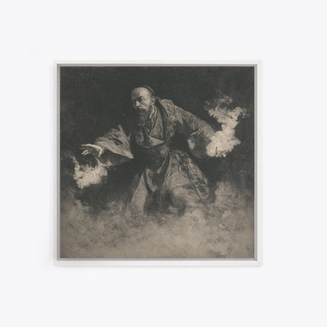 The Lantern Mage, Symbolist Dream Art, Square Wall Art, Dark Halloween Decor, Canvas Print, Halloween Wall Art, Dark Fantasy Art