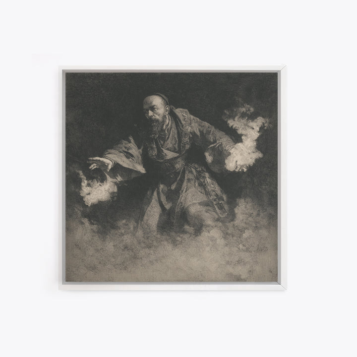 The Lantern Mage, Symbolist Dream Art, Square Wall Art, Dark Halloween Decor, Canvas Print, Halloween Wall Art, Dark Fantasy Art