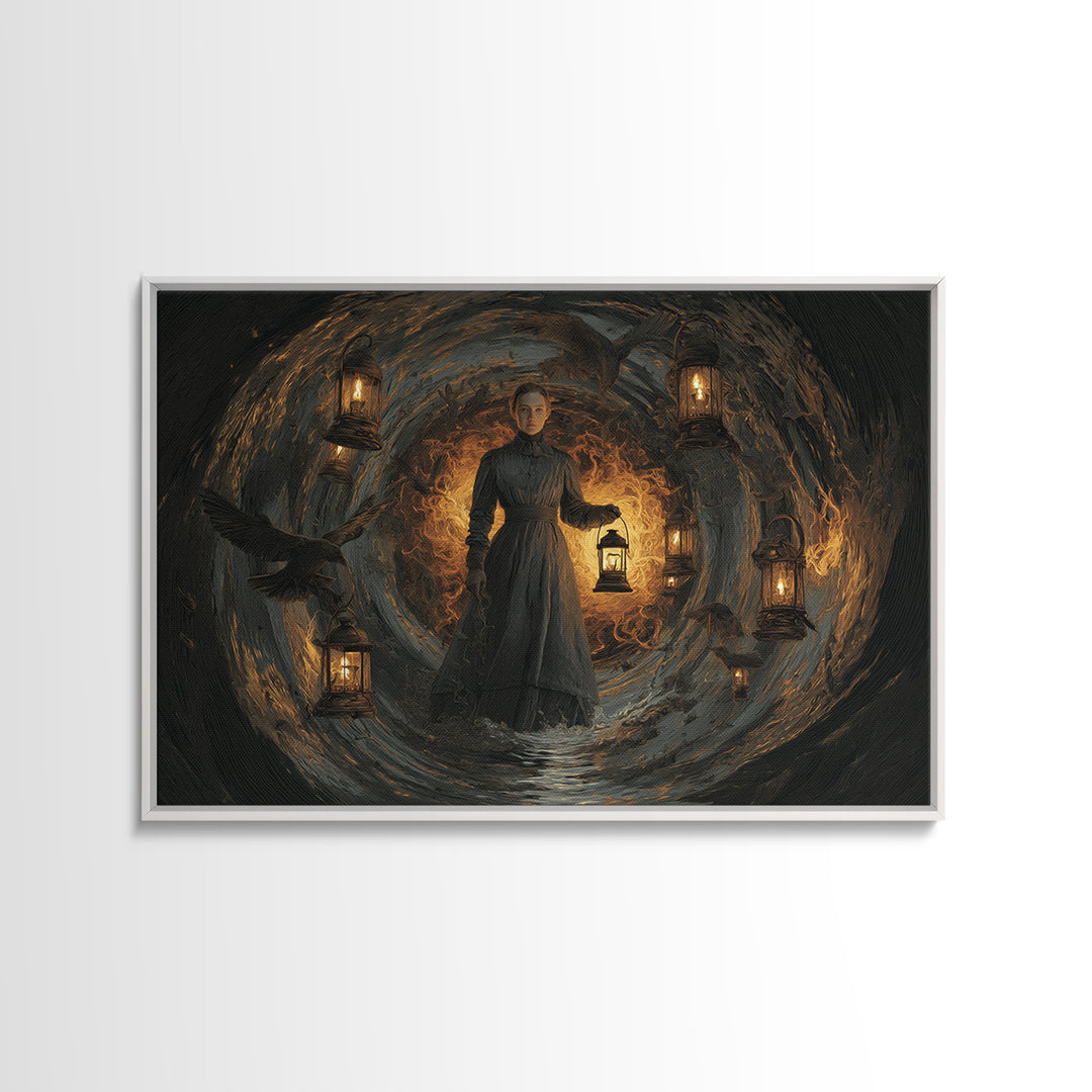 The Lantern Mage, Symbolist Gothic Landscape, Landscape Wall Art, Macabre Wall Art, Canvas Print, Halloween Wall Art, Horror Wall Art