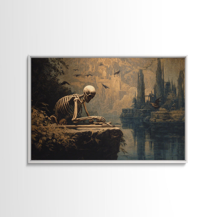 The Bone Sculptor, Symbolist Gothic Landscape, Landscape Wall Art, Gothic Horror Wall Art, Framed Canvas Print, Halloween Wall Art