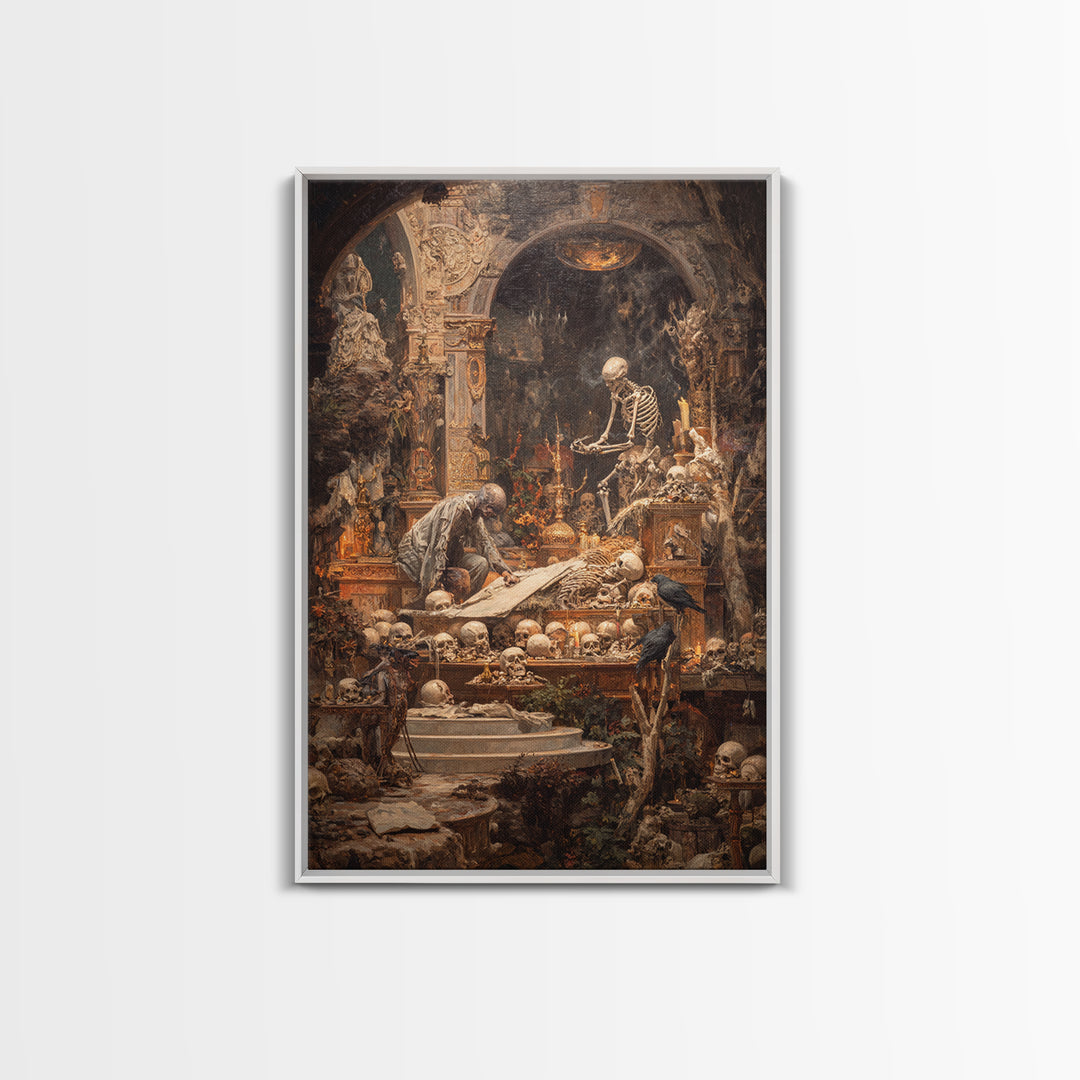 The Bone Sculptor, Ornate Symbolist Art, Vertical Wall Art, Dark Halloween Decor, Canvas Print, Halloween Wall Art, Spooky Wall Decor