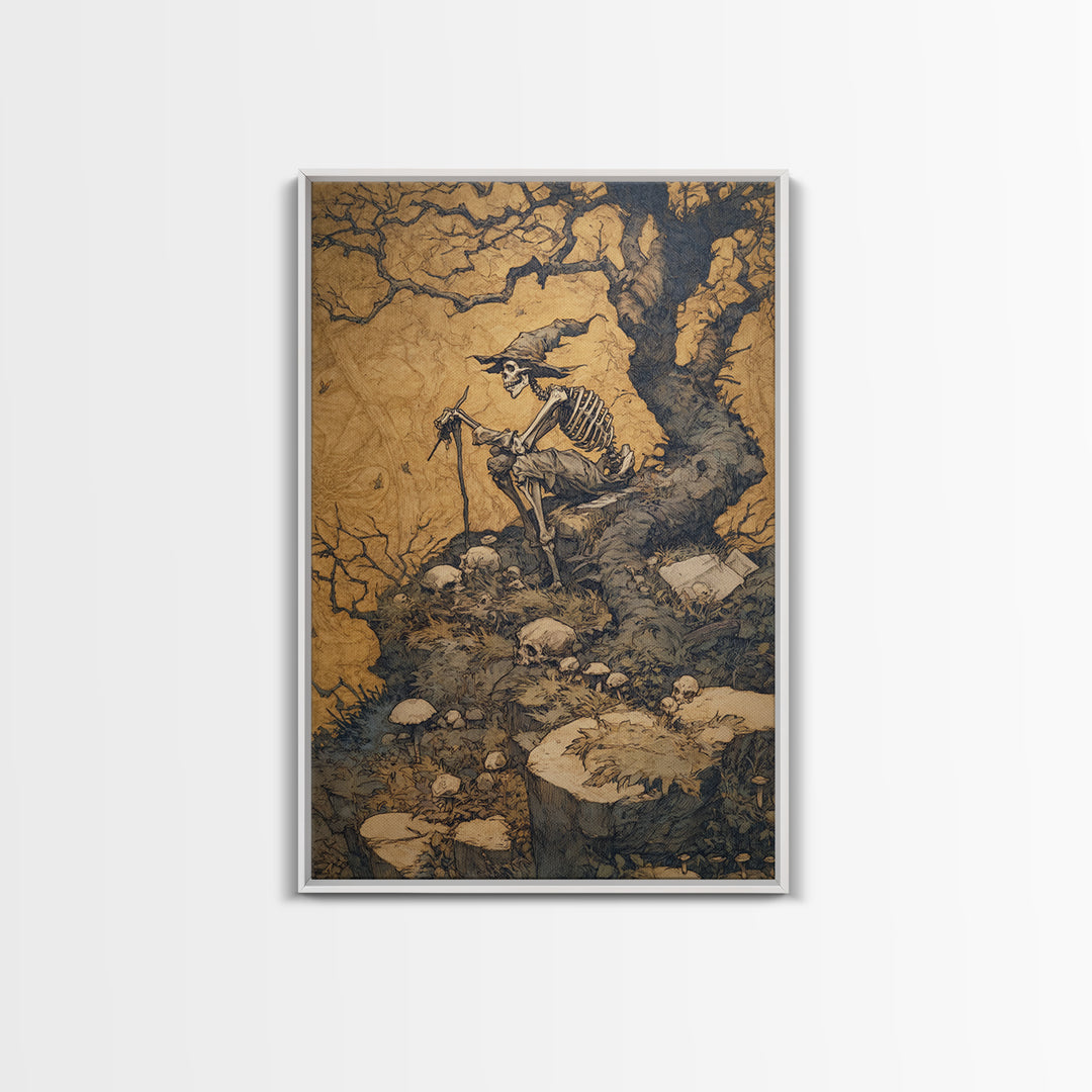 The Bone Sculptor, Gothic Storybook Art, Vertical Wall Art, Macabre Wall Art, Canvas Print, Halloween Wall Art, Dark Fantasy Art