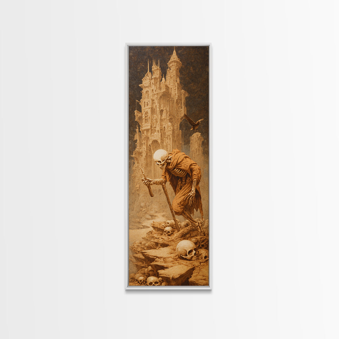The Bone Sculptor, Surreal Apocalyptic Art, Tall Narrow Wall Art, Gothic Horror Wall Art, Canvas Print, Halloween Wall Art
