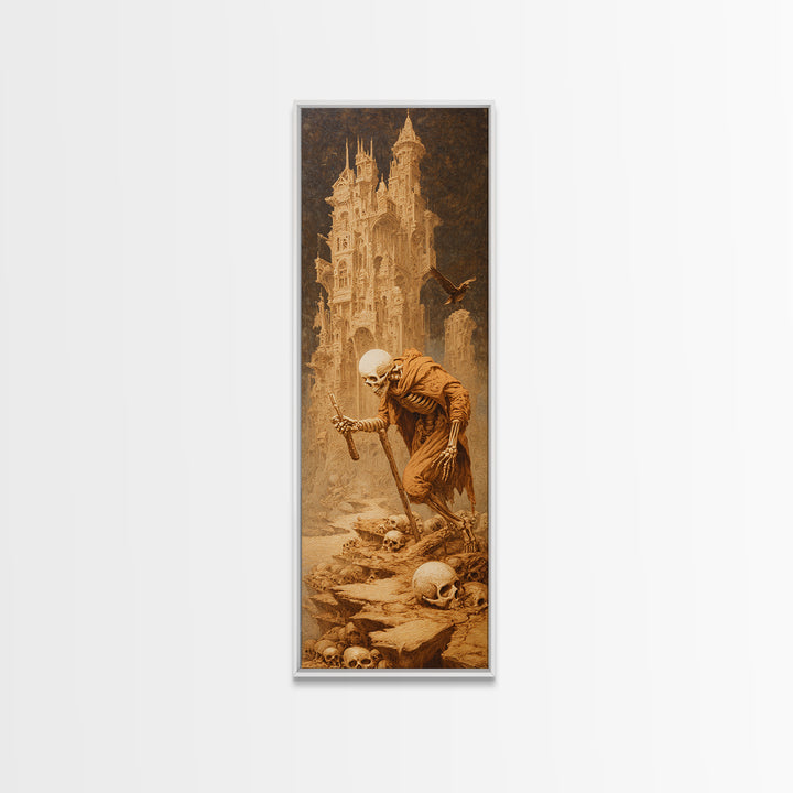 The Bone Sculptor, Surreal Apocalyptic Art, Tall Narrow Wall Art, Gothic Horror Wall Art, Canvas Print, Halloween Wall Art