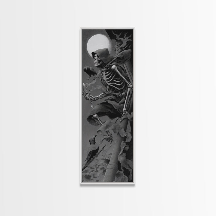 The Bone Sculptor, Biomechanical Horror Art, Tall Narrow Wall Art, Dark Fantasy Wall Art, Canvas Print, Halloween Wall Art