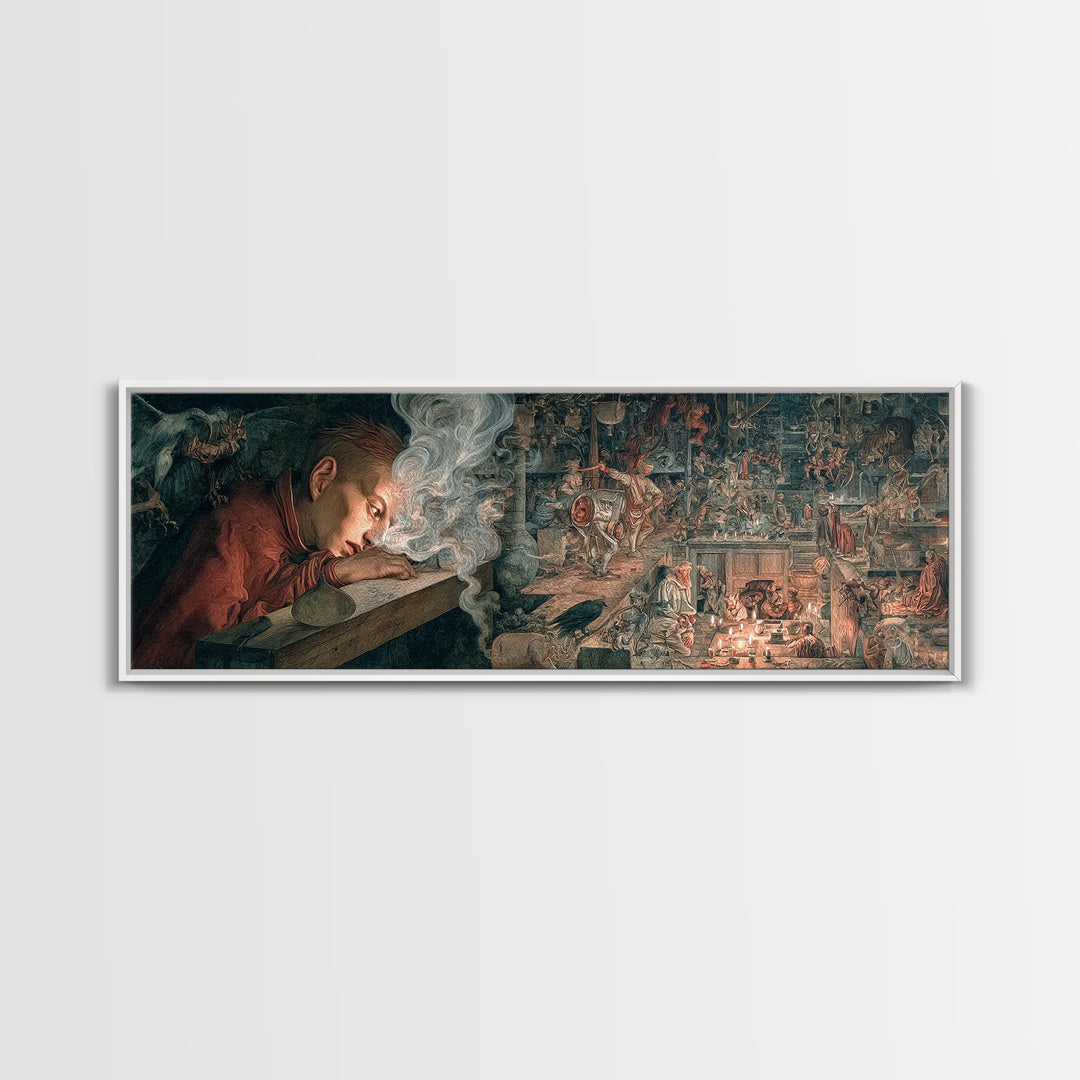 The Dream Eater, Medieval Grotesque Art, Extra Wide Wall Art, Macabre Wall Art, Canvas Print, Halloween Wall Art