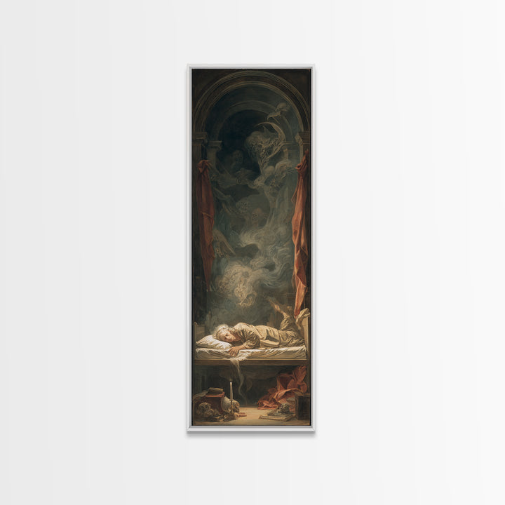 The Dream Eater, Gothic Nightmare Art, Tall Narrow Wall Art, Macabre Wall Art, Framed Canvas Print, Halloween Wall Art