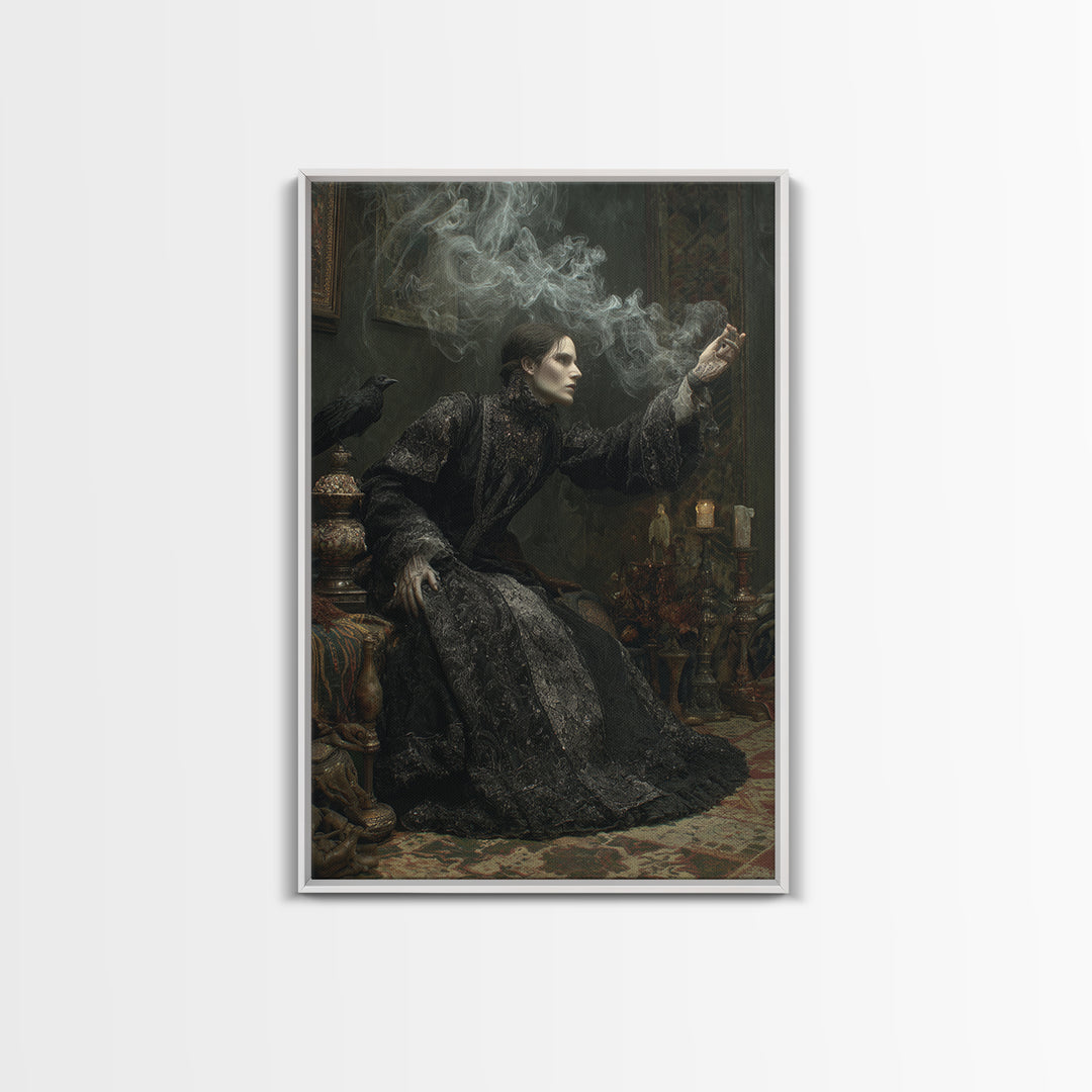 The Dream Eater, Ornate Symbolist Art, Vertical Wall Art, Dark Halloween Decor, Framed Canvas Print, Halloween Wall Art