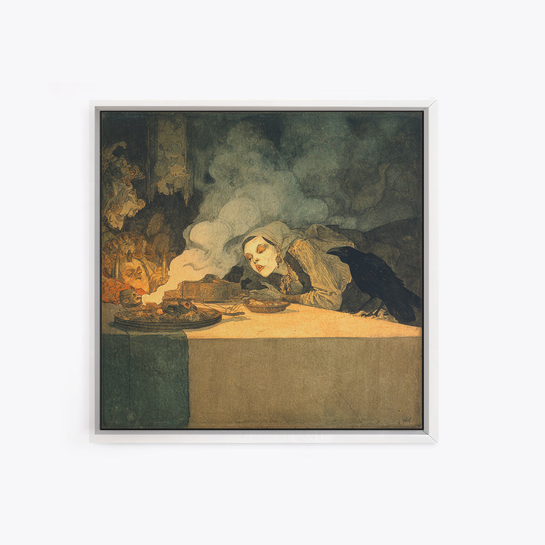 The Dream Eater, Symbolist Etching Art, Square Wall Art, Dark Fantasy Wall Art, Framed Canvas Print, Halloween Wall Art, Horror Wall Art