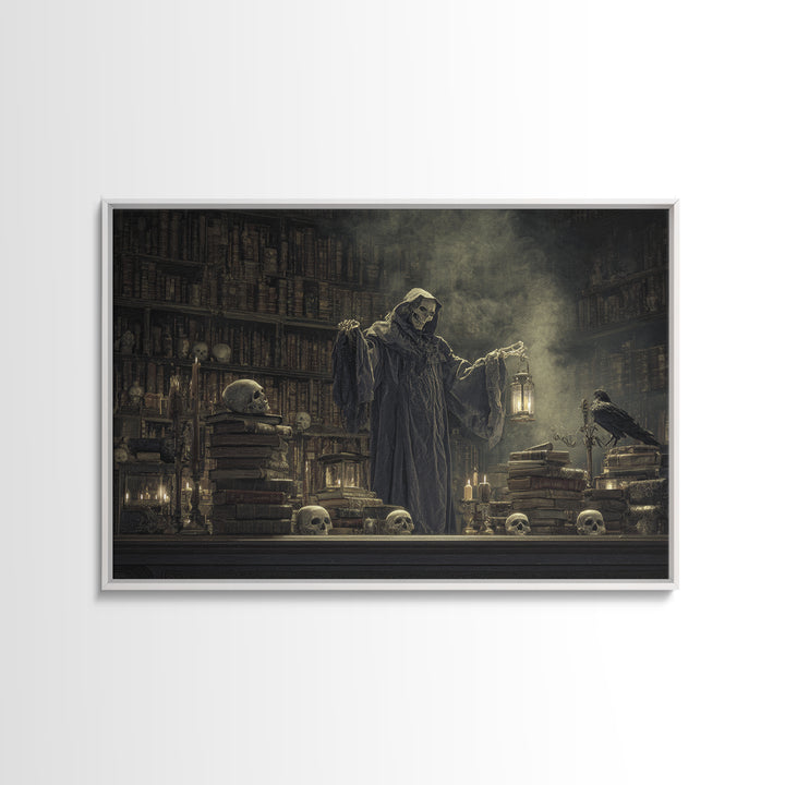 The Crypt Librarian, Symbolist Gothic Landscape, Landscape Wall Art, Gothic Horror Wall Art, Canvas Print, Halloween Wall Art