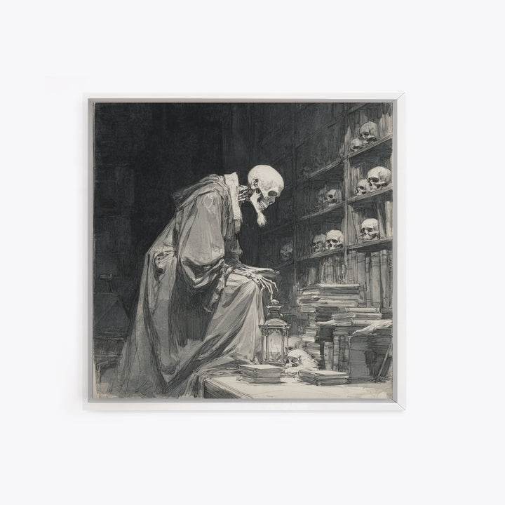 The Crypt Librarian, Decadent Gothic Art, Square Wall Art, Dark Fantasy Wall Art, Canvas Print, Halloween Wall Art, Halloween Decor