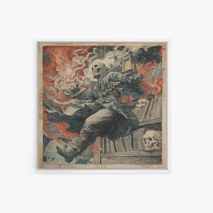 The Crypt Librarian, Grotesque Carnival Art, Square Wall Art, Dark Halloween Decor, Canvas Print, Halloween Wall Art, Statement Wall Art