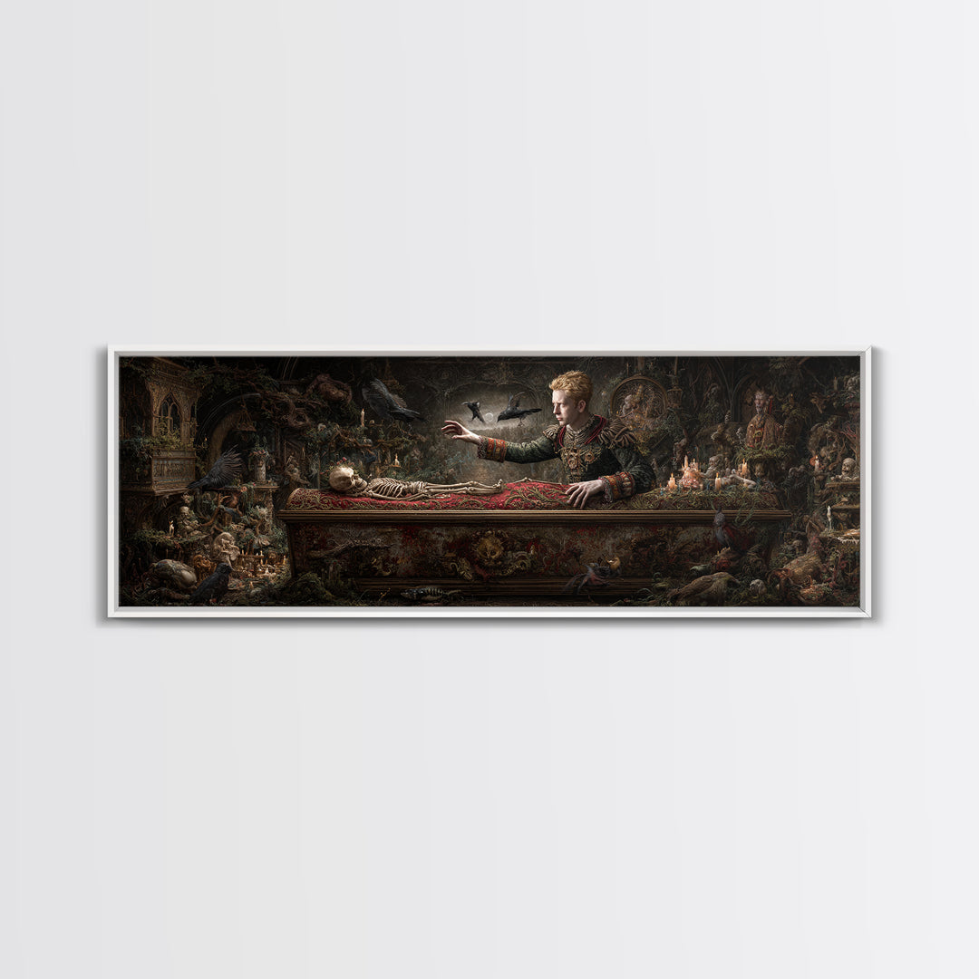 The Royal Coffin Maker, Medieval Grotesque Art, Extra Wide Wall Art, Gothic Horror Wall Art, Canvas Print, Halloween Wall Art