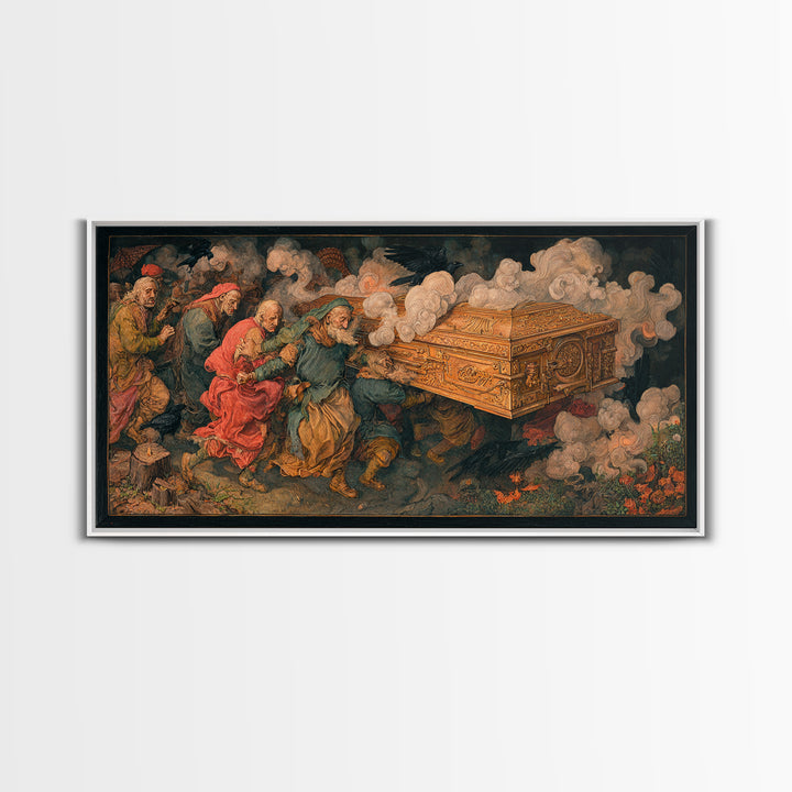The Royal Coffin Maker, Northern Renaissance Horror, Wide Panoramic Art, Gothic Horror Wall Art, Framed Canvas Print