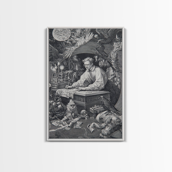 The Royal Coffin Maker, Renaissance Engraving Art, Vertical Wall Art, Dark Fantasy Wall Art, Framed Canvas Print, Halloween Wall Art