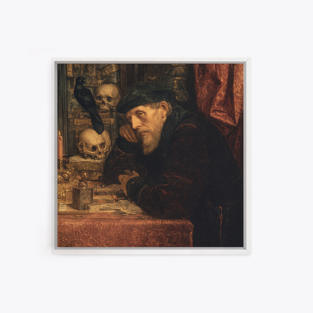 The Royal Coffin Maker, Danse Macabre Art, Square Wall Art, Dark Fantasy Wall Art, Framed Canvas Print, Halloween Decor