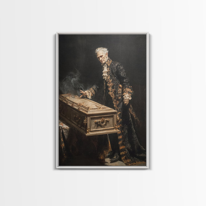 The Royal Coffin Maker, Dark Romantic Horror Art, Vertical Wall Art, Dark Halloween Decor, Framed Canvas Print, Halloween Wall Art