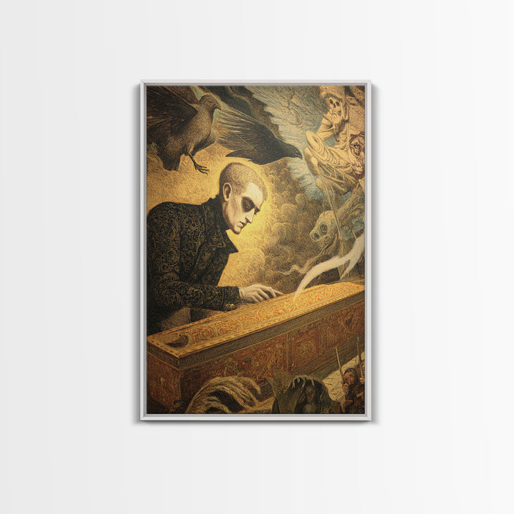 The Royal Coffin Maker, Visionary Gothic Art, Vertical Wall Art, Macabre Wall Art, Canvas Print, Halloween Wall Art, Horror Wall Art