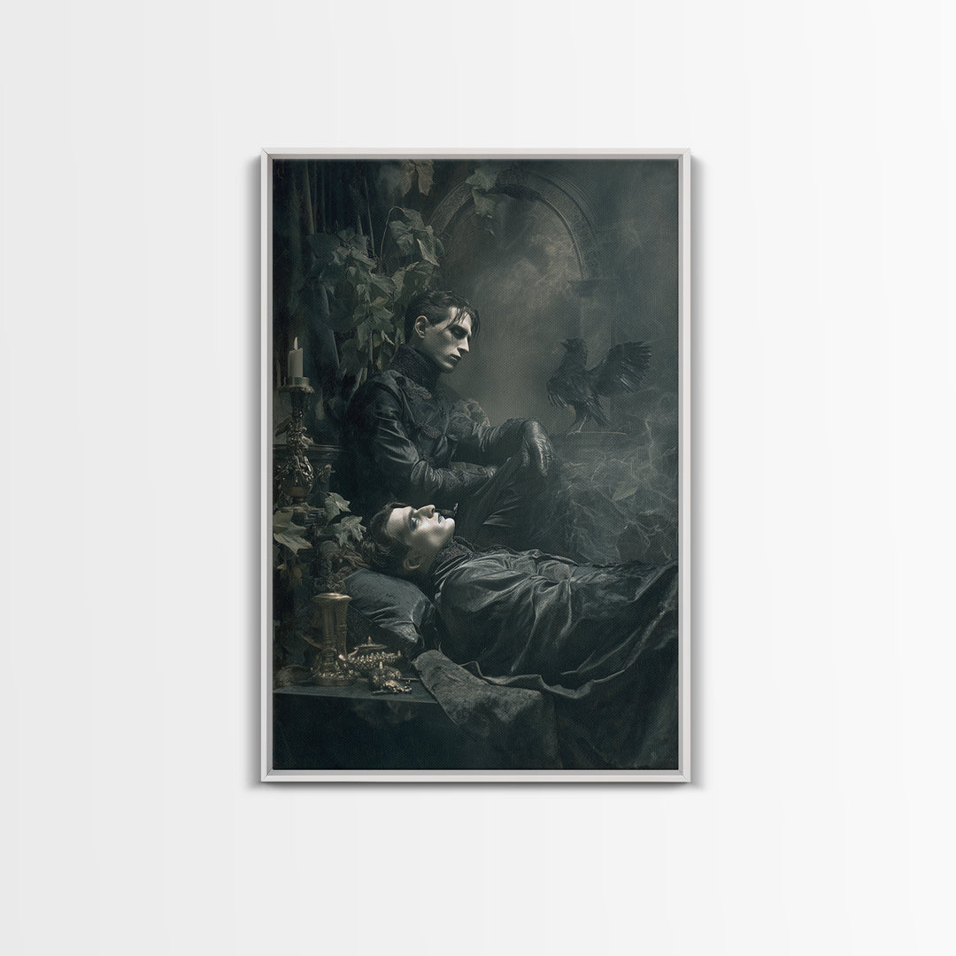 The Royal Coffin Maker, Dark Symbolist Art, Vertical Wall Art, Macabre Wall Art, Framed Canvas Print, Halloween Wall Art