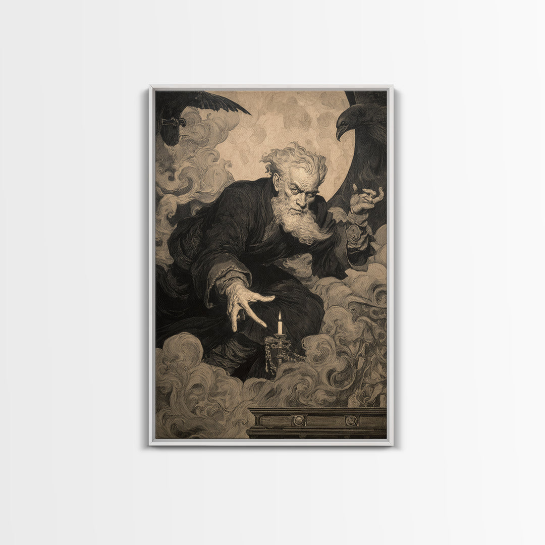 The Royal Coffin Maker, Symbolist Etching Art, Vertical Wall Art, Dark Halloween Decor, Framed Canvas Print, Halloween Wall Art