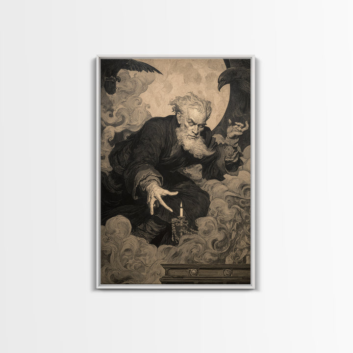 The Royal Coffin Maker, Symbolist Etching Art, Vertical Wall Art, Dark Halloween Decor, Framed Canvas Print, Halloween Wall Art
