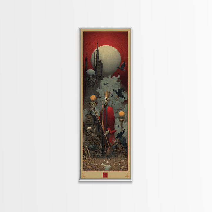 The Royal Coffin Maker, Surreal Apocalyptic Art, Tall Narrow Wall Art, Dark Fantasy Wall Art, Framed Canvas Print