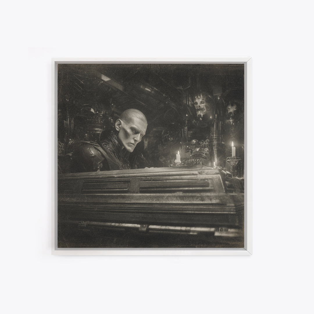 The Royal Coffin Maker, Biomechanical Horror Art, Square Wall Art, Gothic Horror Wall Art, Canvas Print, Halloween Wall Art