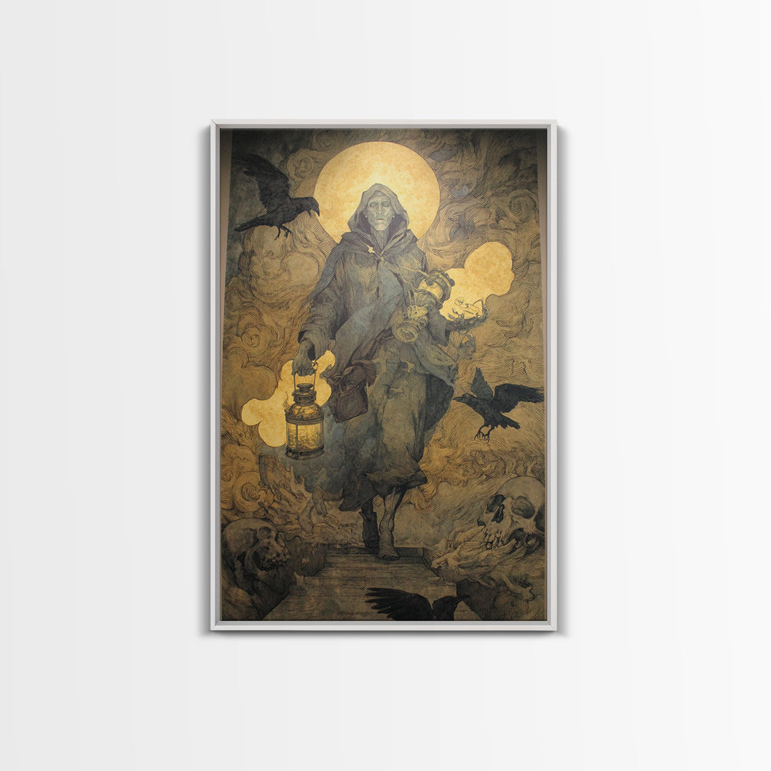 The Soul Collector, Dark Renaissance Art, Vertical Wall Art, Dark Fantasy Wall Art, Canvas Print, Halloween Wall Art