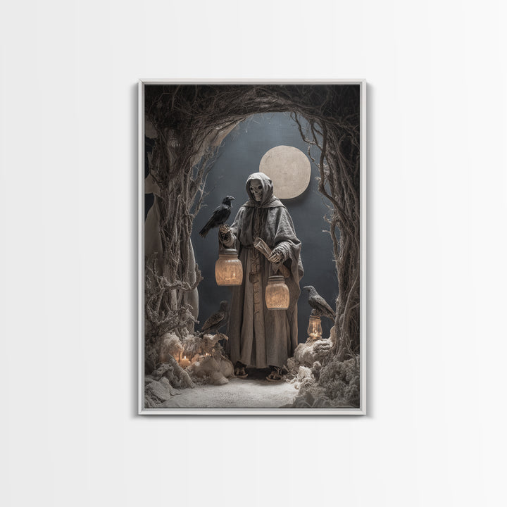 The Soul Collector, Danse Macabre Art, Vertical Wall Art, Dark Fantasy Wall Art, Framed Canvas Print, Halloween Wall Art