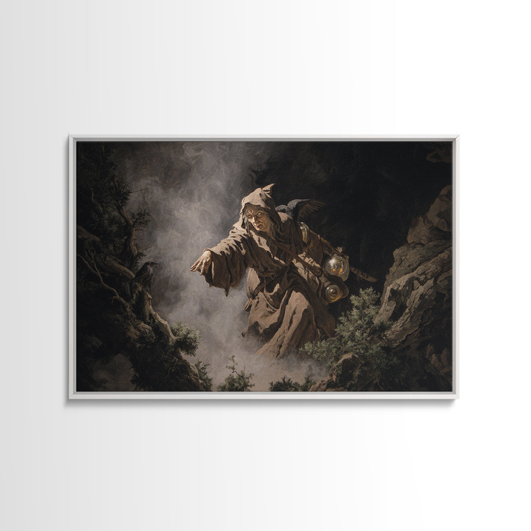 The Soul Collector, Baroque Witchcraft Art, Landscape Wall Art, Dark Halloween Decor, Framed Canvas Print, Halloween Wall Art