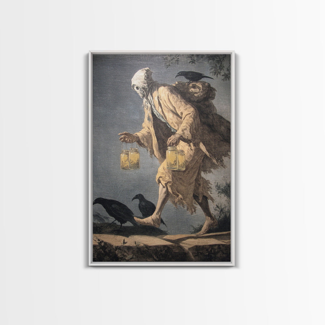 The Soul Collector, Gothic Nightmare Art, Vertical Wall Art, Macabre Wall Art, Framed Canvas Print, Halloween Wall Art