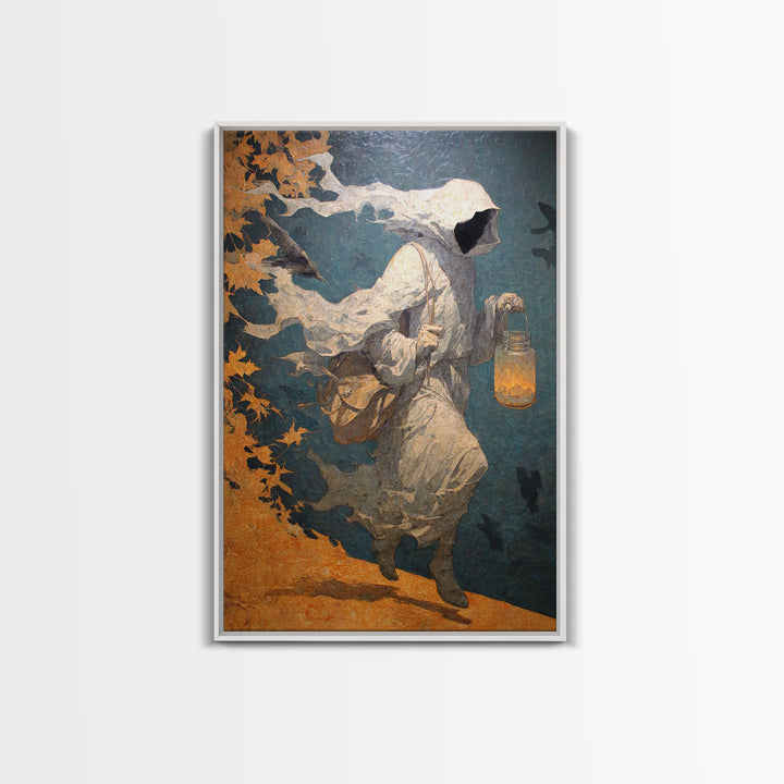 The Soul Collector, Symbolist Dream Art, Vertical Wall Art, Dark Halloween Decor, Framed Canvas Print, Halloween Wall Art
