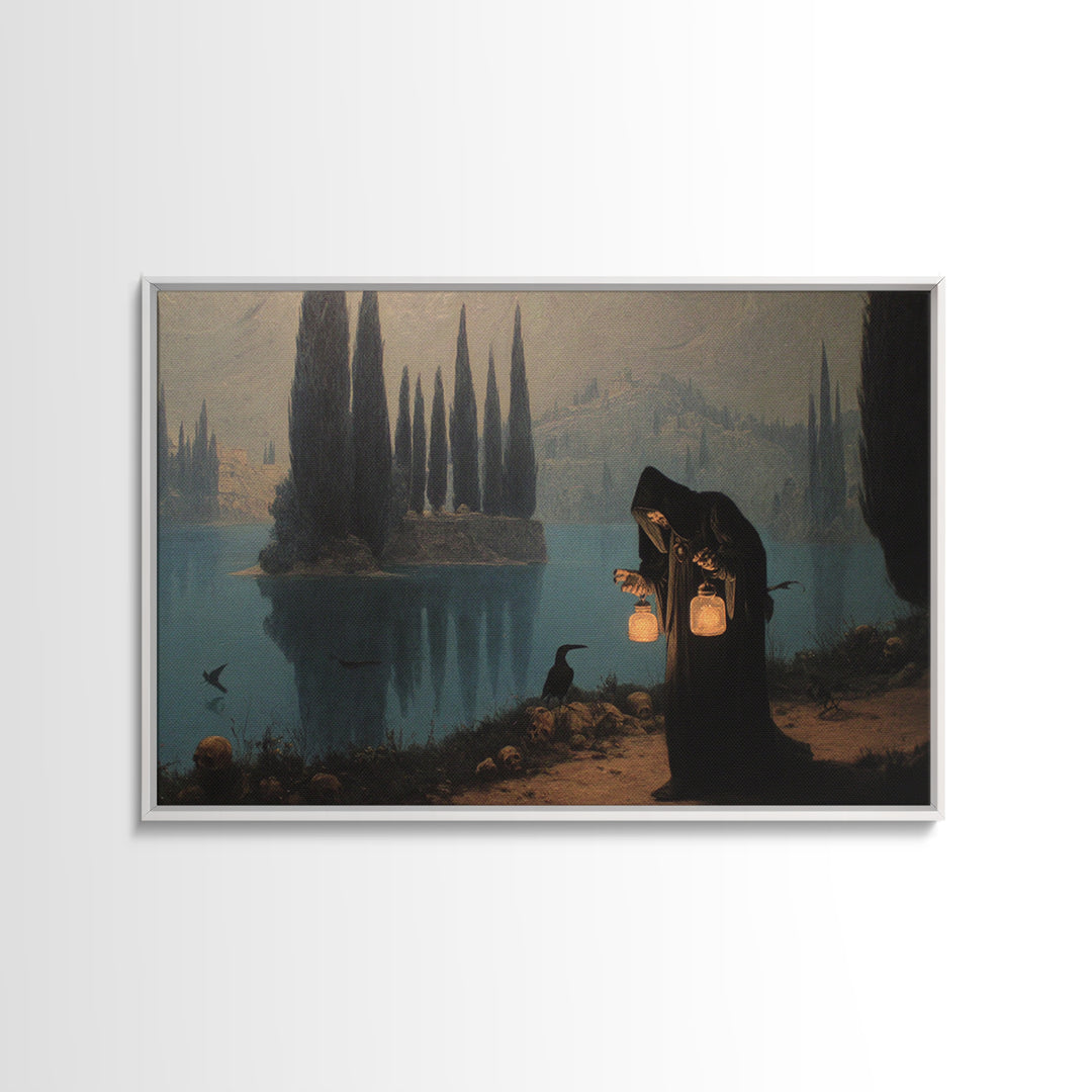The Soul Collector, Symbolist Gothic Landscape, Landscape Wall Art, Macabre Wall Art, Framed Canvas Print, Halloween Wall Art