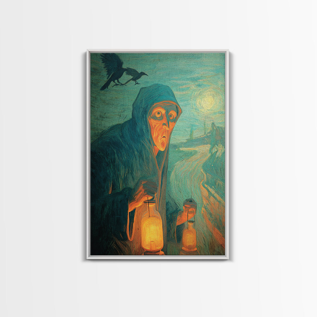 The Soul Collector, Expressionist Gothic Art, Vertical Wall Art, Dark Halloween Decor, Canvas Print, Halloween Wall Art