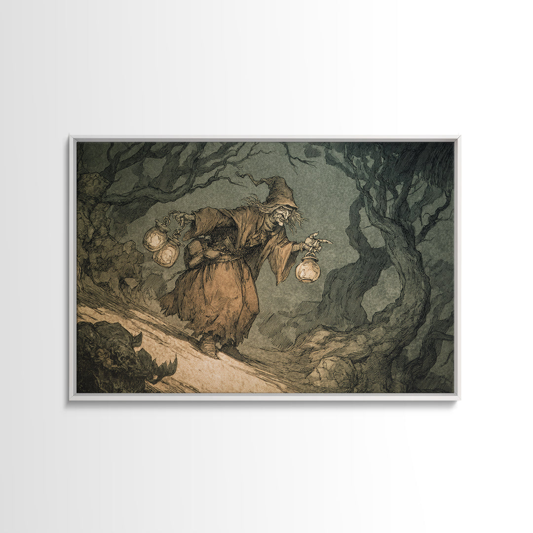 The Soul Collector, Gothic Storybook Art, Landscape Wall Art, Gothic Horror Wall Art, Canvas Print, Halloween Wall Art