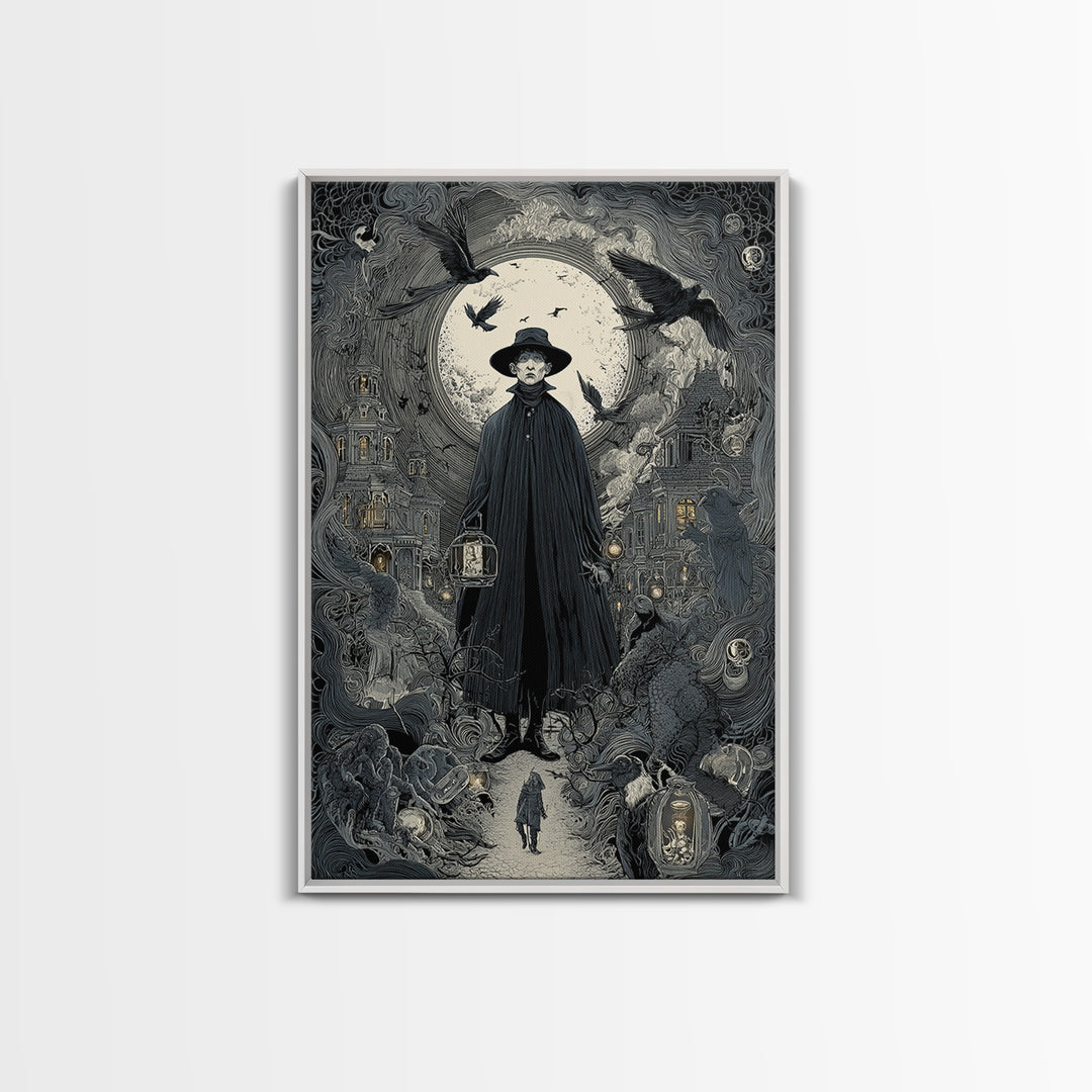 The Soul Collector, Victorian Macabre Art, Vertical Wall Art, Dark Fantasy Wall Art, Framed Canvas Print, Halloween Wall Art