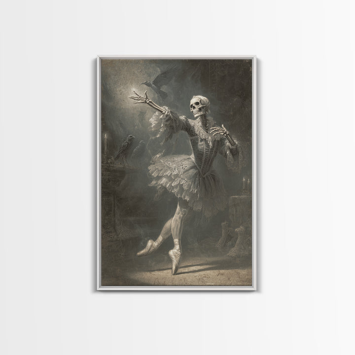 The Phantom Ballerina, Danse Macabre Art, Vertical Wall Art, Gothic Horror Wall Art, Framed Canvas Print