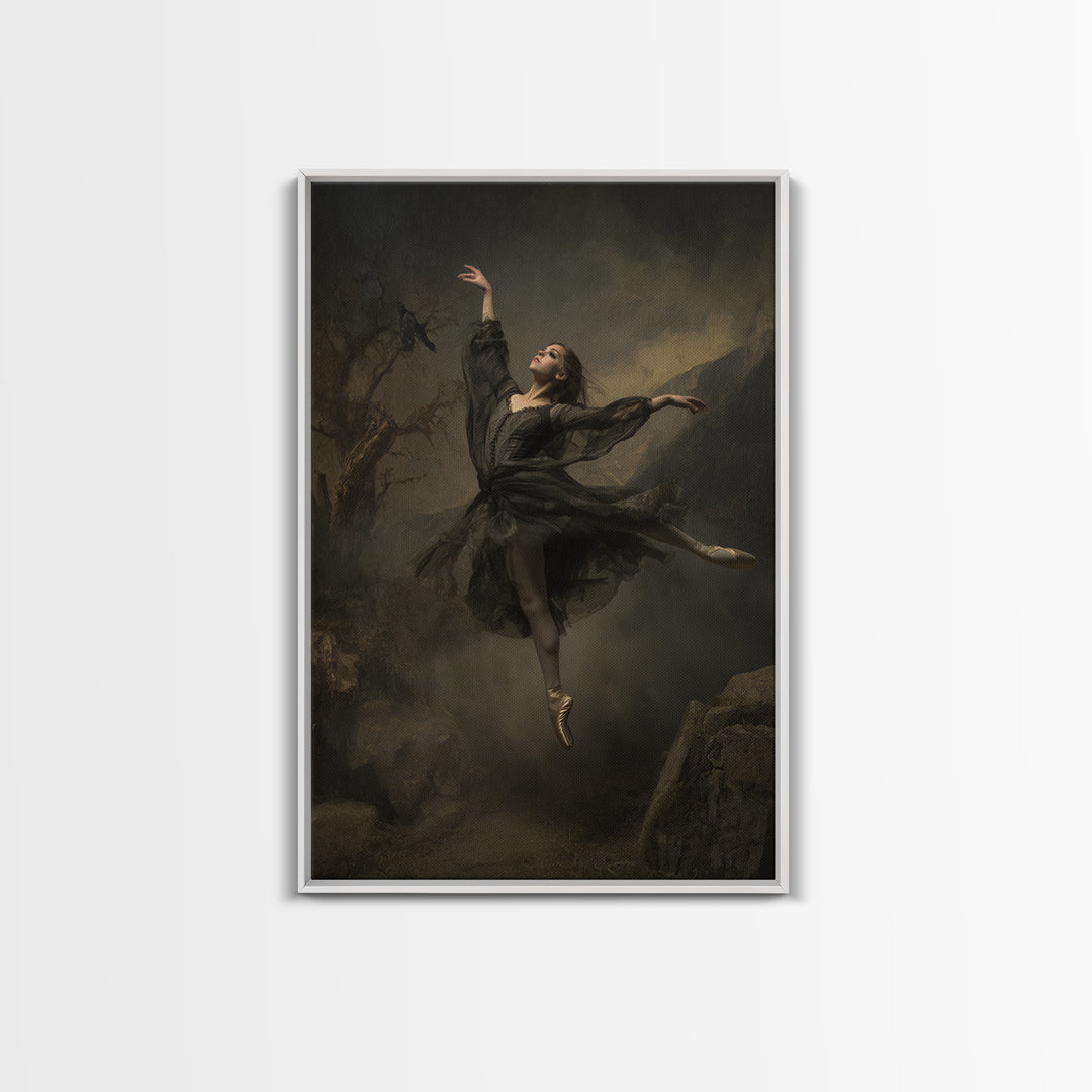 The Phantom Ballerina, Baroque Witchcraft Art, Vertical Wall Art, Dark Fantasy Wall Art, Canvas Print, Halloween Wall Art