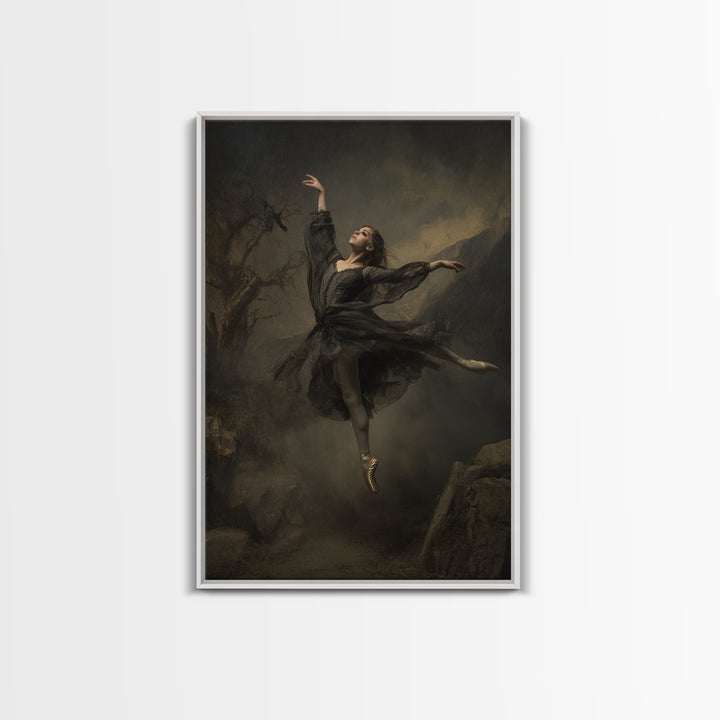 The Phantom Ballerina, Baroque Witchcraft Art, Vertical Wall Art, Dark Fantasy Wall Art, Canvas Print, Halloween Wall Art